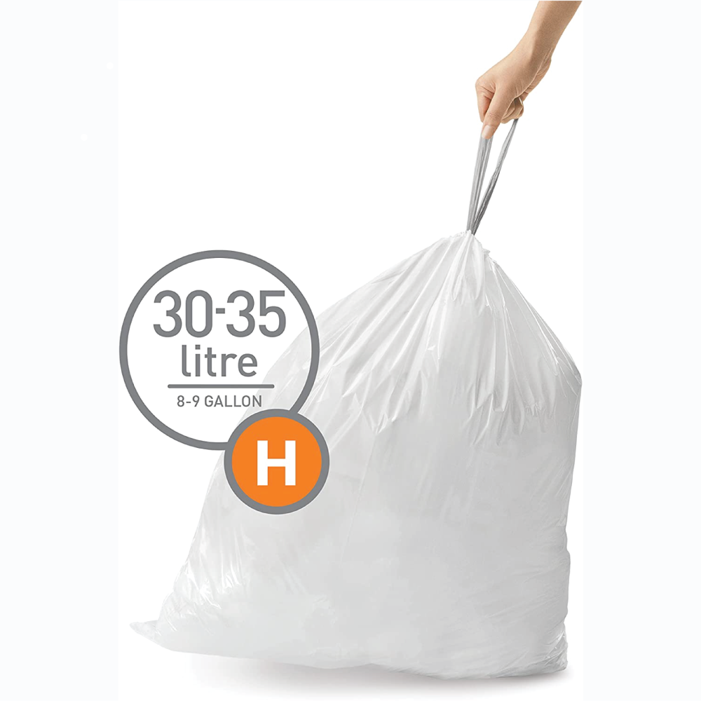 simplehuman Custom Fit Liners Code H, 60 Pack (3 x 20)