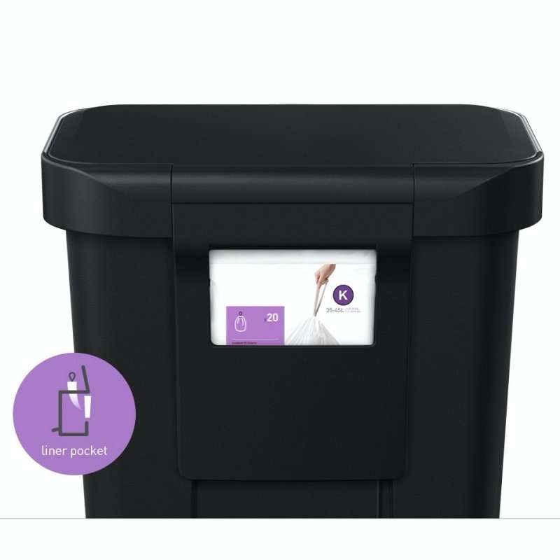 simplehuman Rectangular Pedal Bin 45L, Black