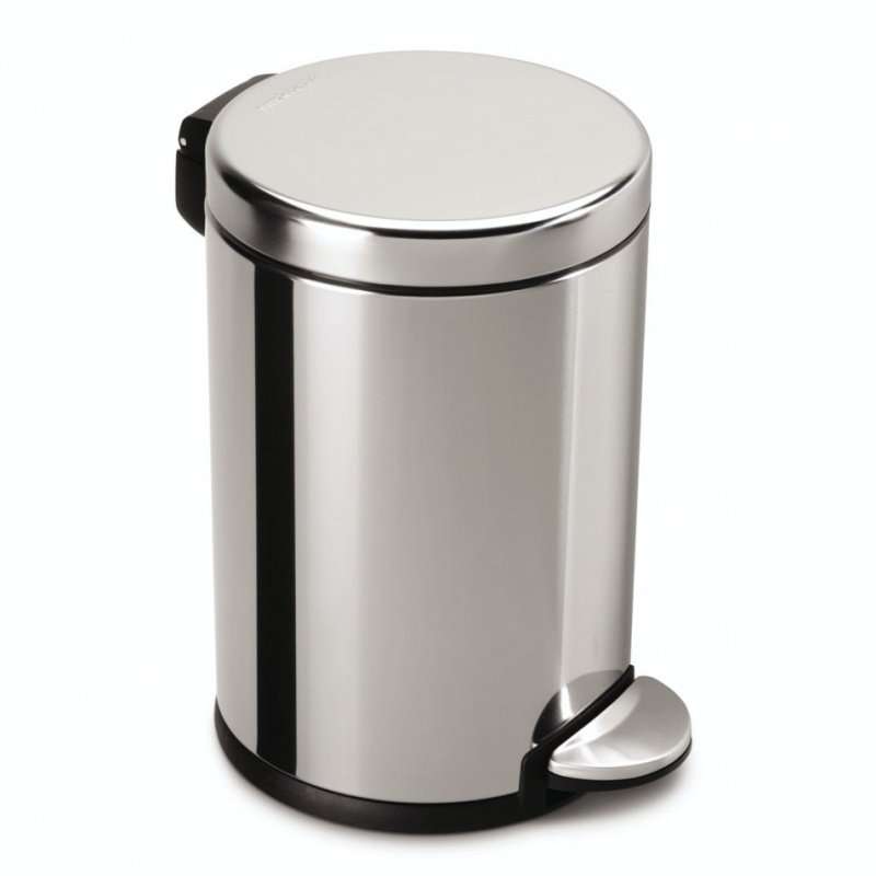 simplehuman Round Pedal Bin 4.5L, Polished Stainless Steel