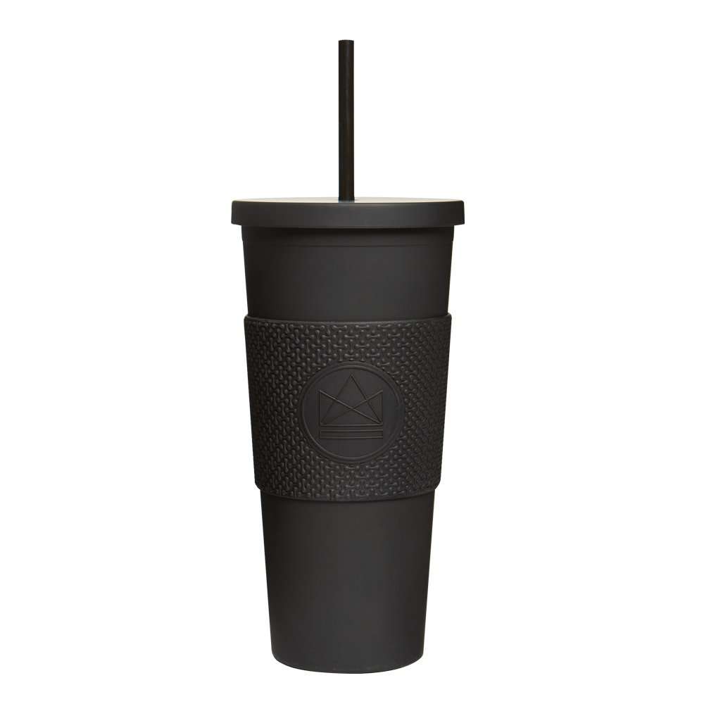 Neon Kactus Double Wall Straw Cup 22oz, Rock Star Black