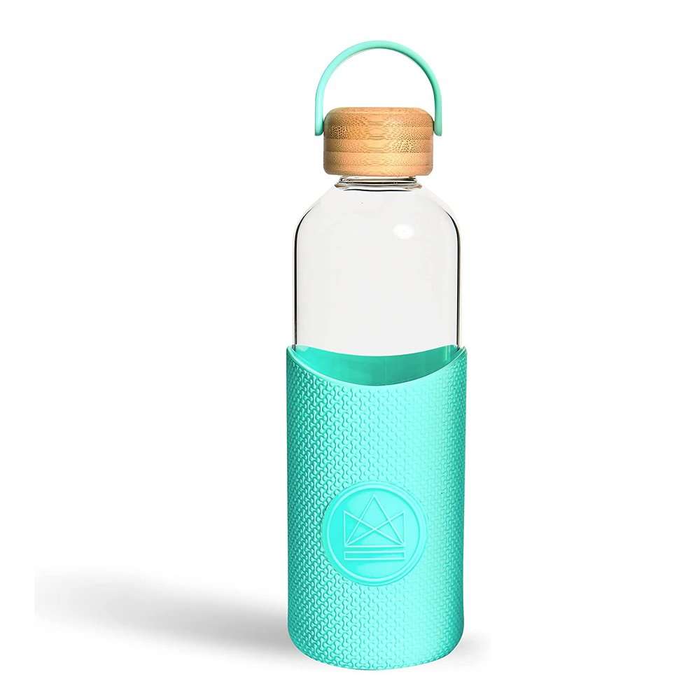 Neon Kactus Glass Water Bottle 1000ml, Free Spirit Green