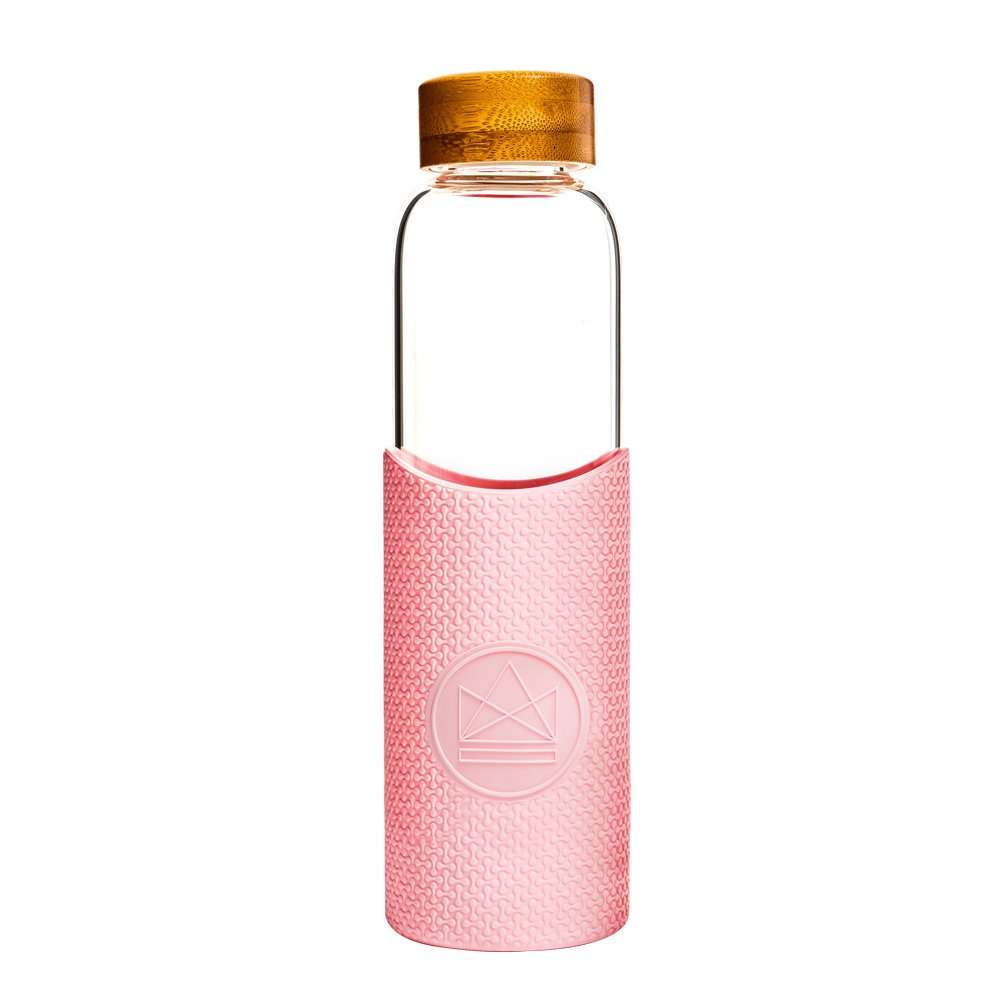 Neon Kactus Glass Water Bottle 1000ml, Pink Flamingo