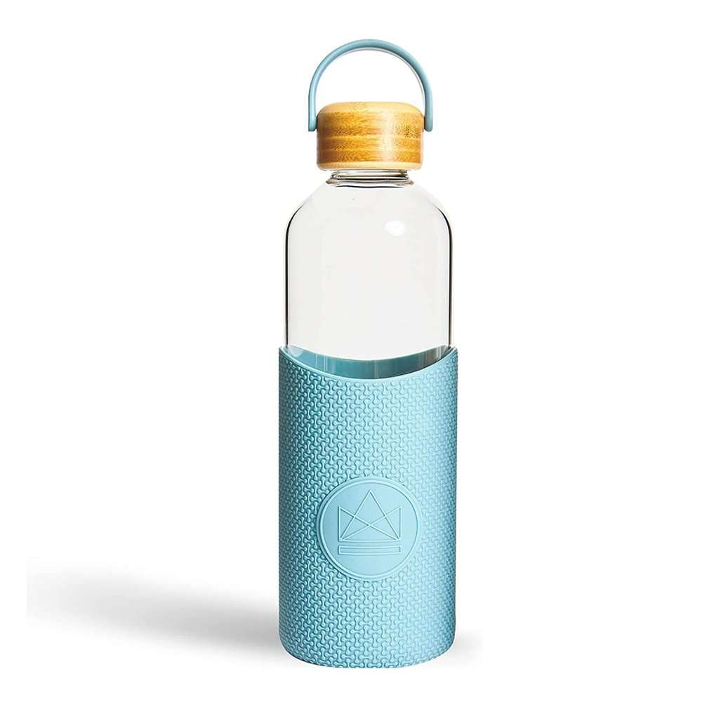Neon Kactus Glass Water Bottle 1000ml, Super Sonic Pastel Blue
