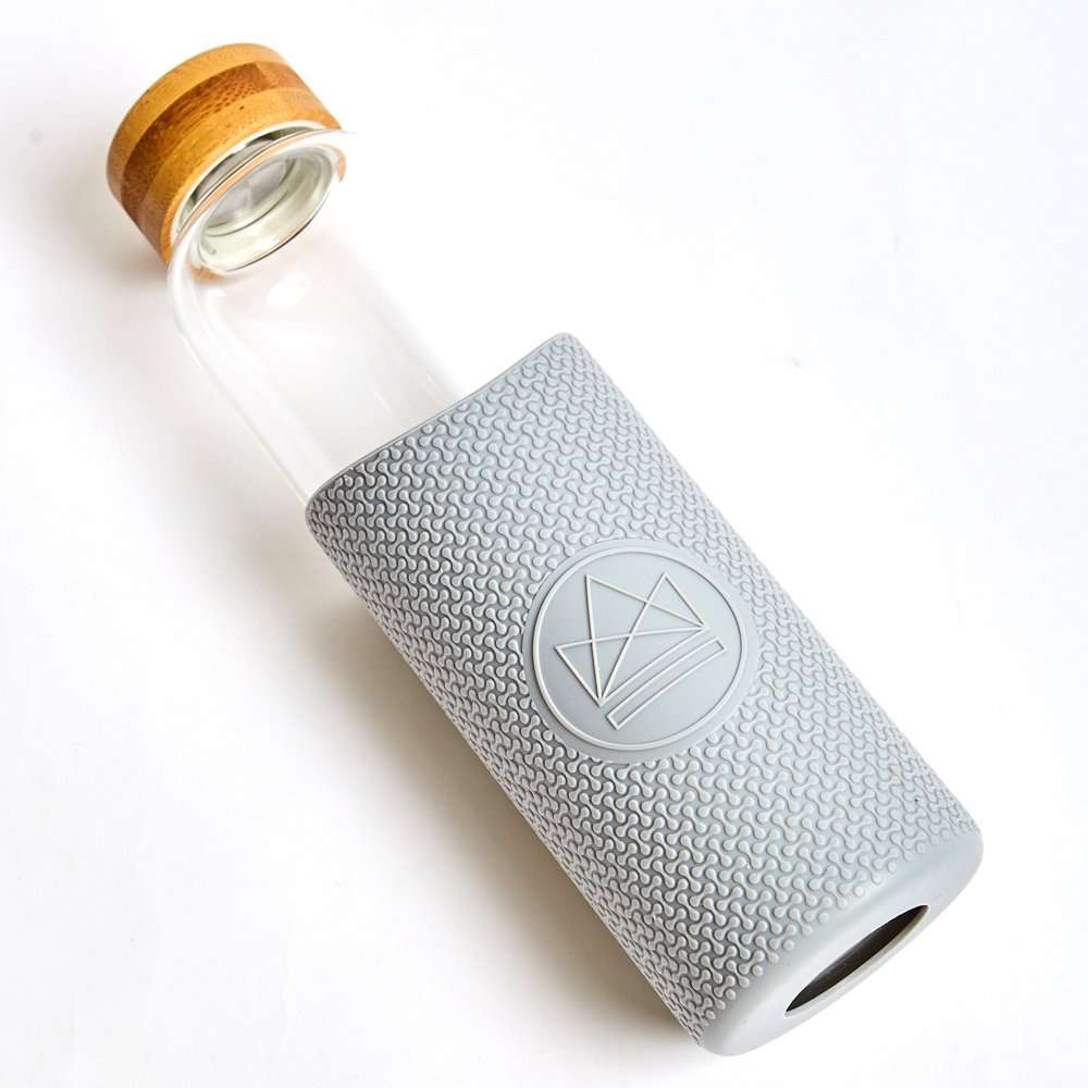 Glass Water Bottles 550ml - (Forever Young)-Grey