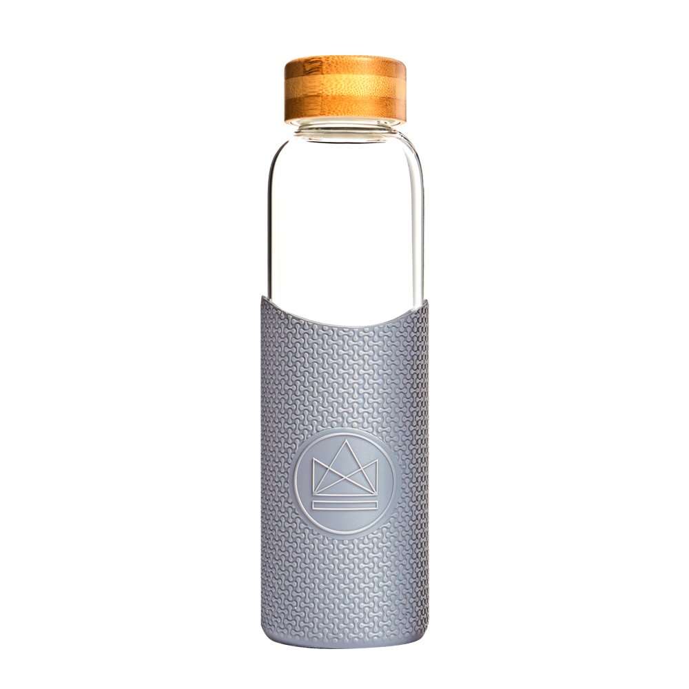 Neon Kactus Glass Water Bottle 550ml, Forever Young Grey