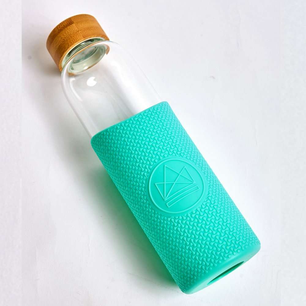 Glass Water Bottles 550ml - (Free Spirit)-Green