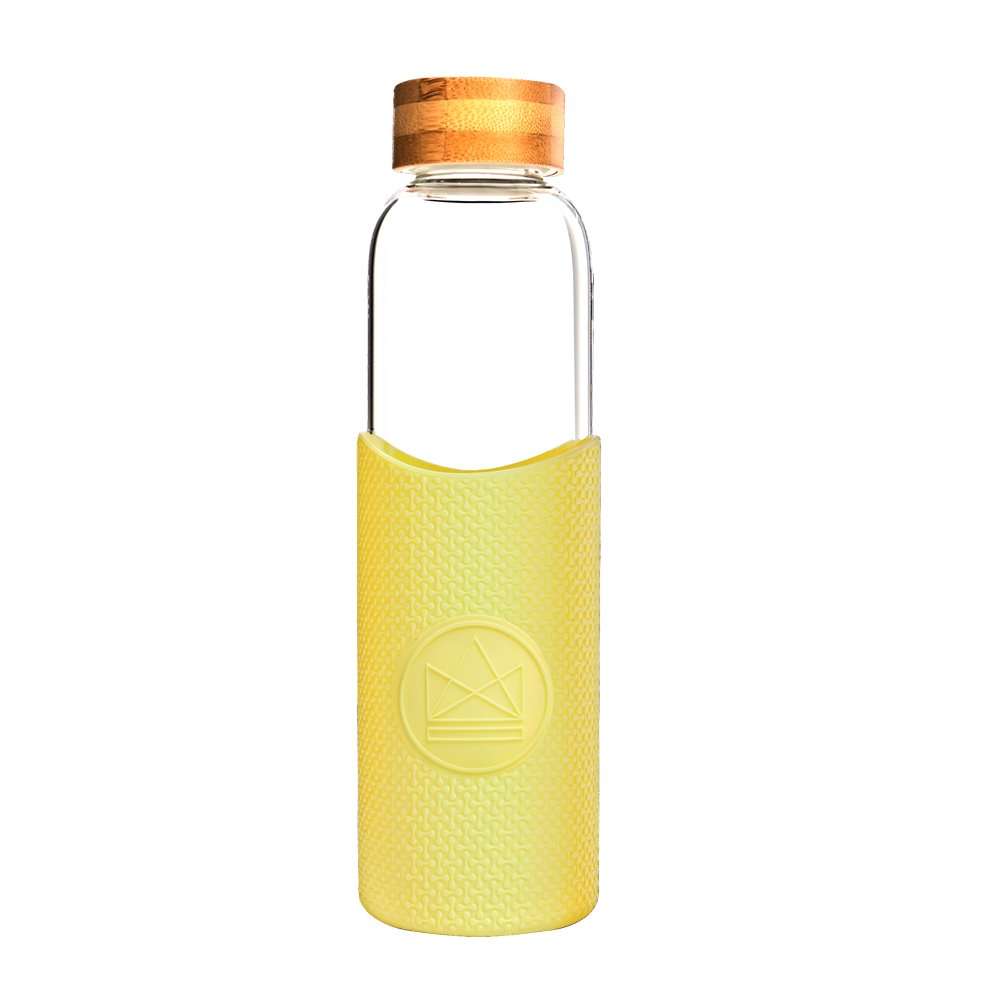 Neon Kactus Glass Water Bottle 550ml, Sun Is Shining Yellow