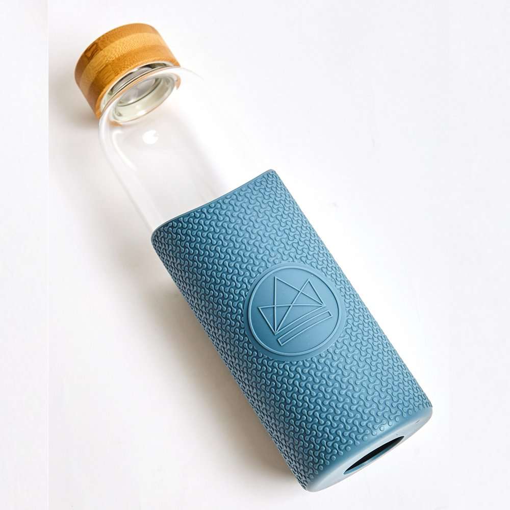 Neon Kactus Glass Water Bottle 550ml, Super Sonic Pastel Blue