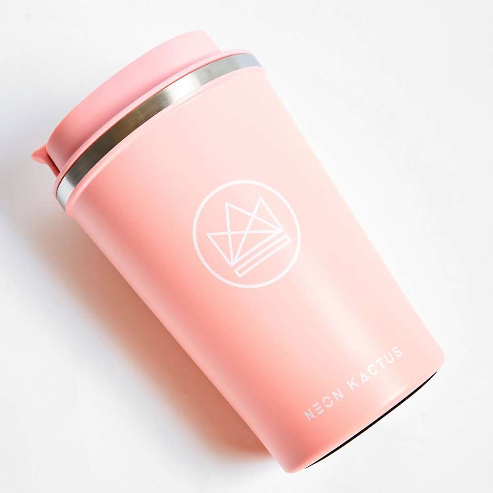 Insulated S/S Coffee Cups 12oz - (Pink Flamingo)-Pink