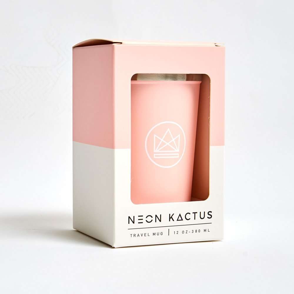 Neon Kactus Insulated Coffee Cup 12oz, Pink Flamingo