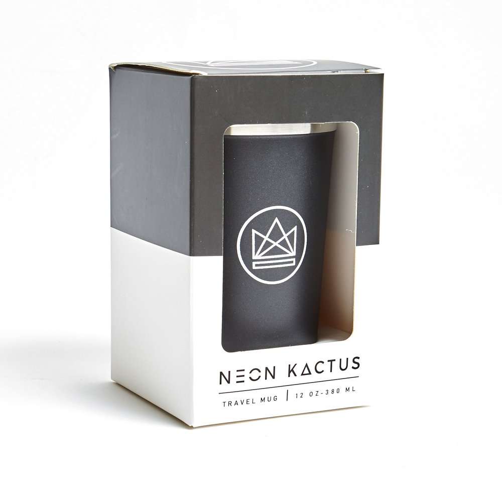 Neon Kactus Insulated Coffee Cup 12oz, Rock Star Black
