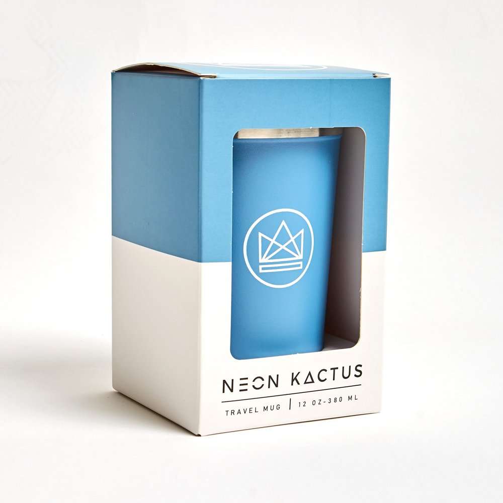 Neon Kactus Insulated Coffee Cup 12oz, Super Sonic Pastel Blue