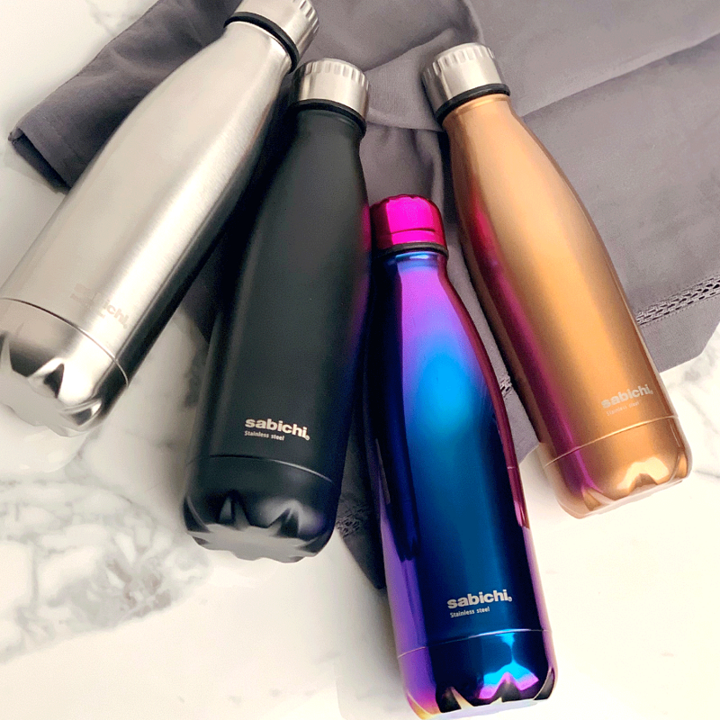 Sabichi Stainless Steel Drinks Bottle 450ml, Iridescent