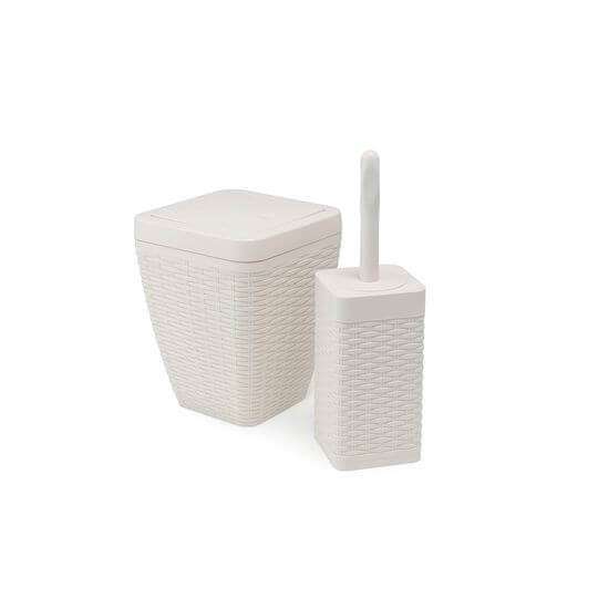 Addis Rattan Effect Bin and Brush Set, Calico