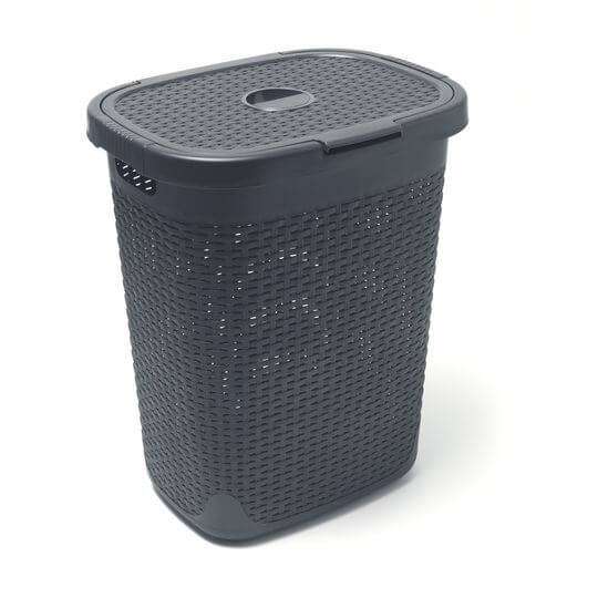 Addis 50L Rattan Effect Hamper, Charcoal