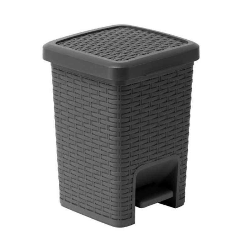 Addis Rattan Effect Pedal Bin, Charcoal