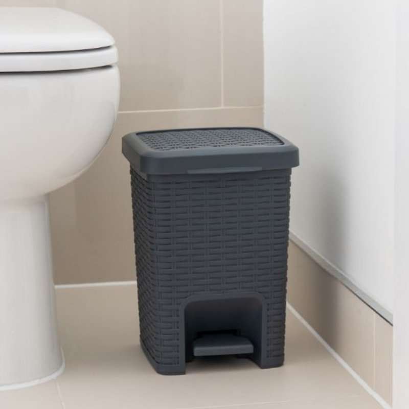 Addis Rattan Effect Pedal Bin, Charcoal