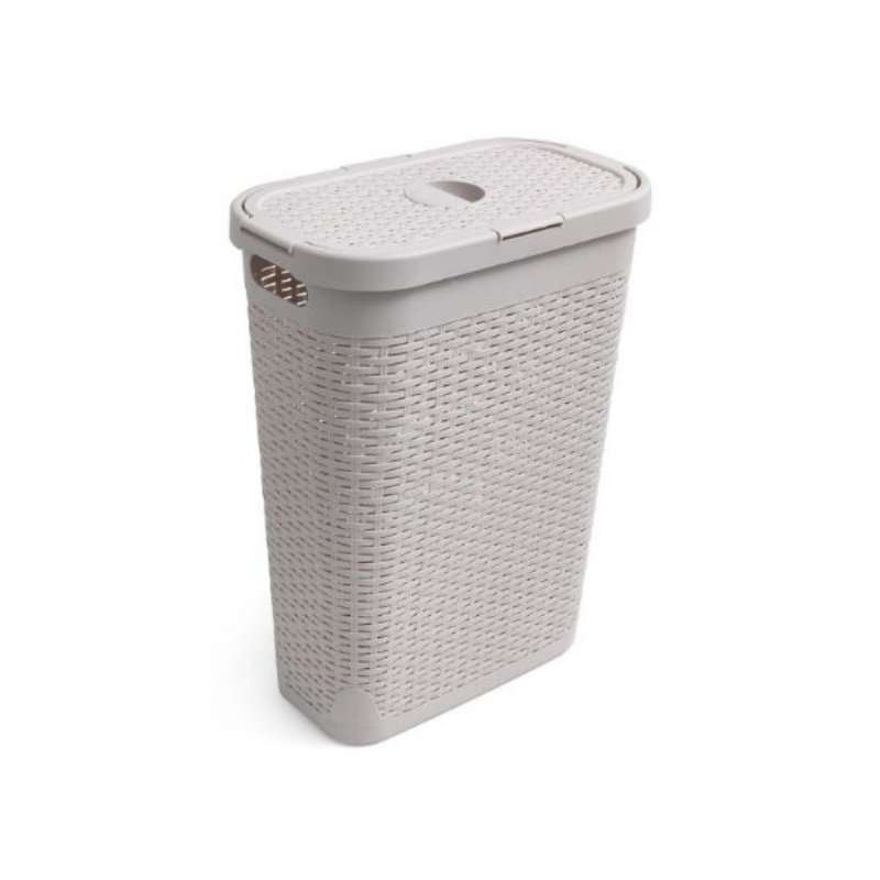 Addis 40L Rattan Effect Slim Hamper, Calico
