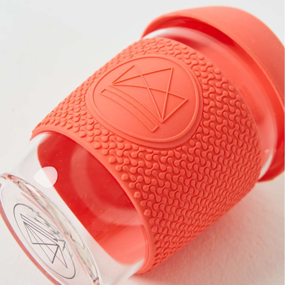 Reusable Glass Coffee Cup 12oz-(Dream Believer)-Coral