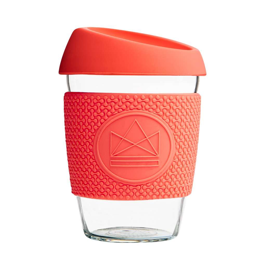 Neon Kactus Glass Coffee Cup 12oz, Dream Believer Coral
