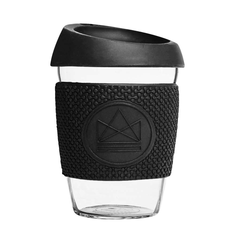 Neon Kactus Glass Coffee Cup 12oz, Rock Star Black
