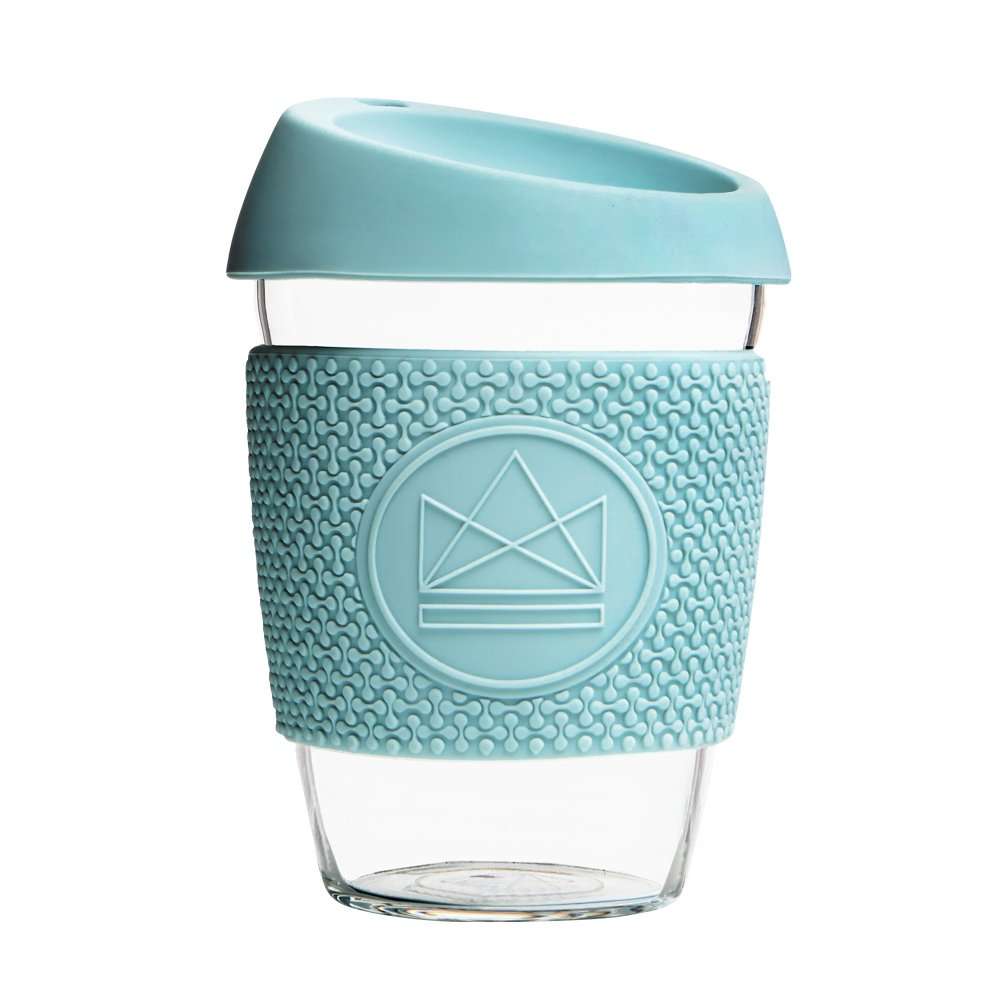 Neon Kactus Glass Coffee Cup 12oz, Sea Breeze Green and Blue