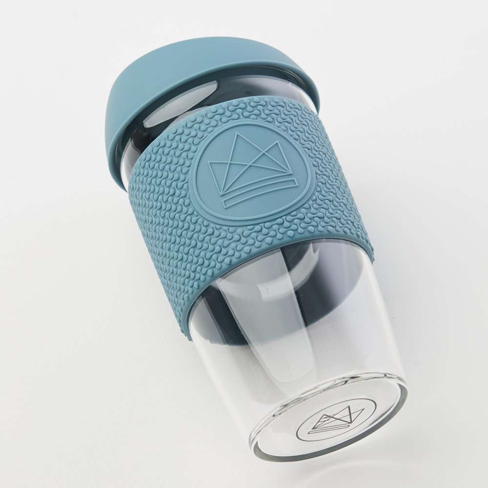 Neon Kactus Glass Coffee Cup 12oz, Super Sonic Pastel Blue