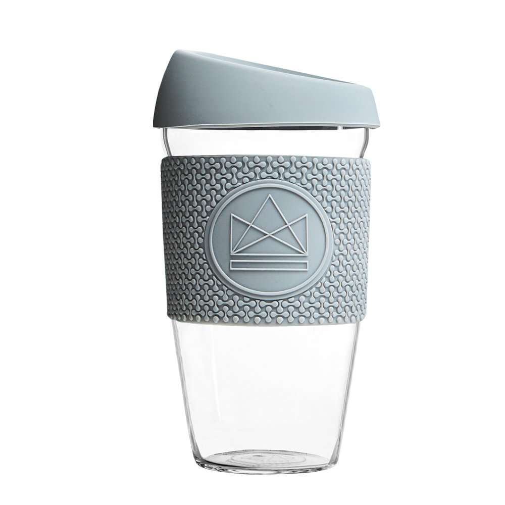 Neon Kactus Glass Coffee Cup 16oz, Forever Young Grey