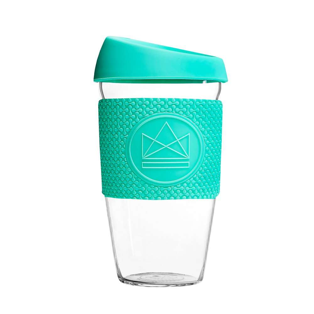 Neon Kactus Glass Coffee Cup 16oz, Free Spirit Green