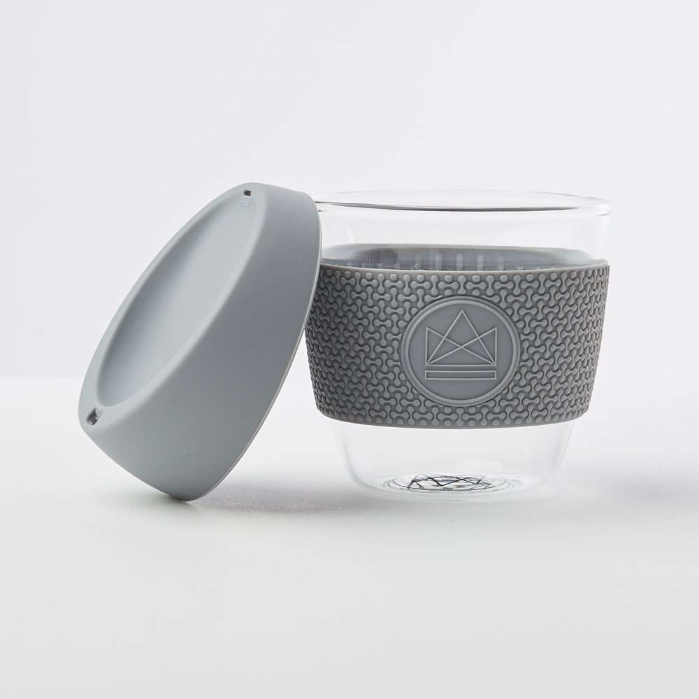 Neon Kactus Glass Coffee Cup 8oz, Forever Young Grey