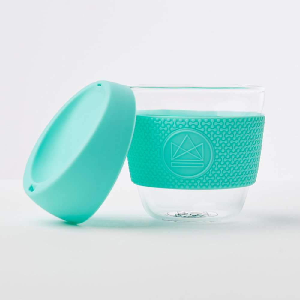 Reusable Glass Coffee Cup 8oz-(Free Spirit)-Green