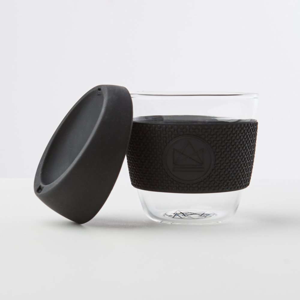 Neon Kactus Glass Coffee Cup 8oz, Rock Star Black