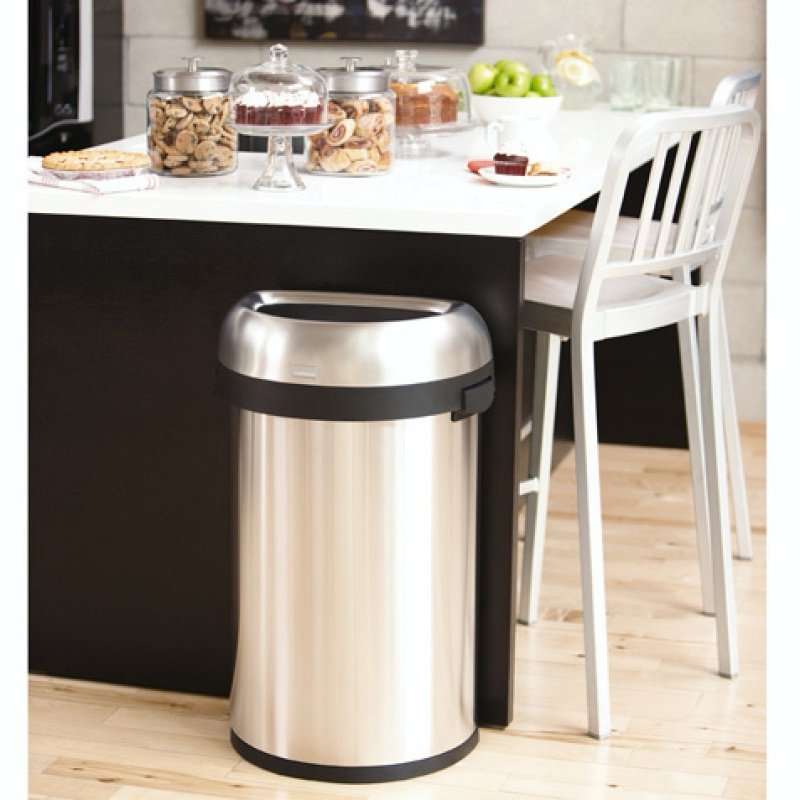 simplehuman Semi-Round Open Bin 60L, Brushed Stainless Steel