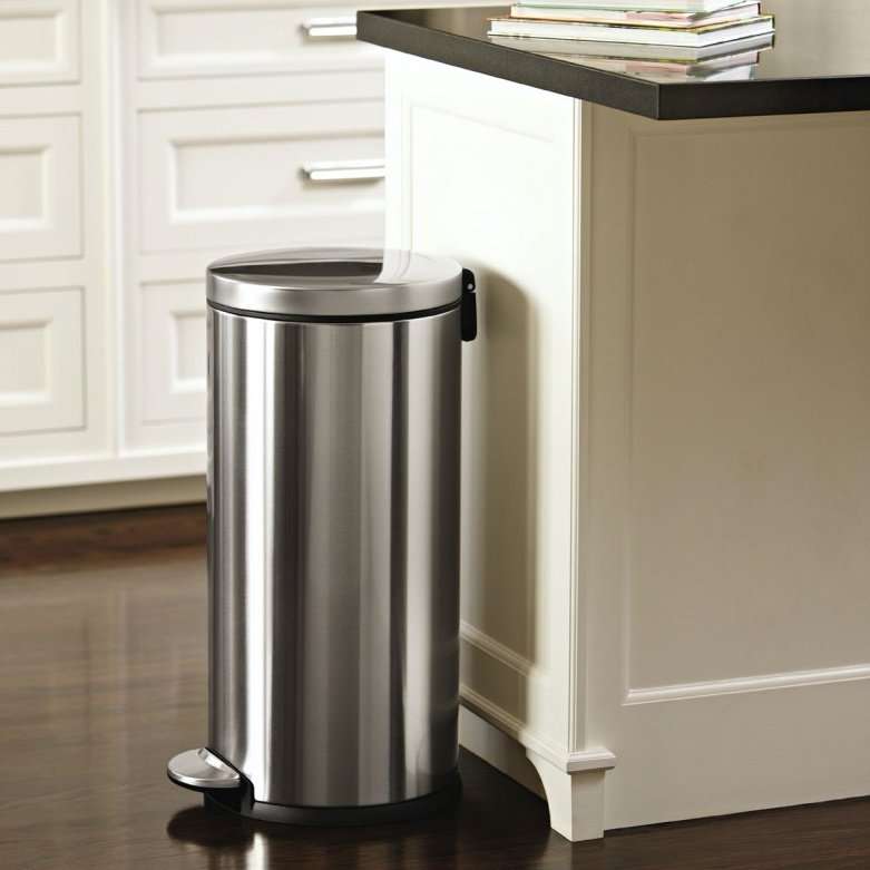 simplehuman Round Pedal Bin 30L, Brushed Stainless Steel