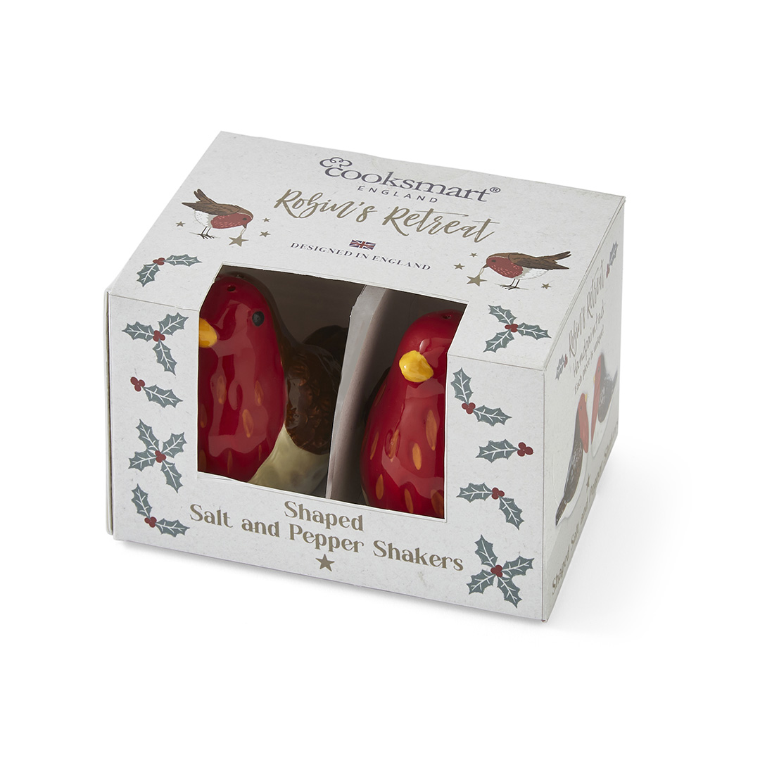 2 Robins Retreat Salt & Pepper Shakers_PACKED_3127 Cooksmart Robin's Retreat Salt & Pepper Shaker Set