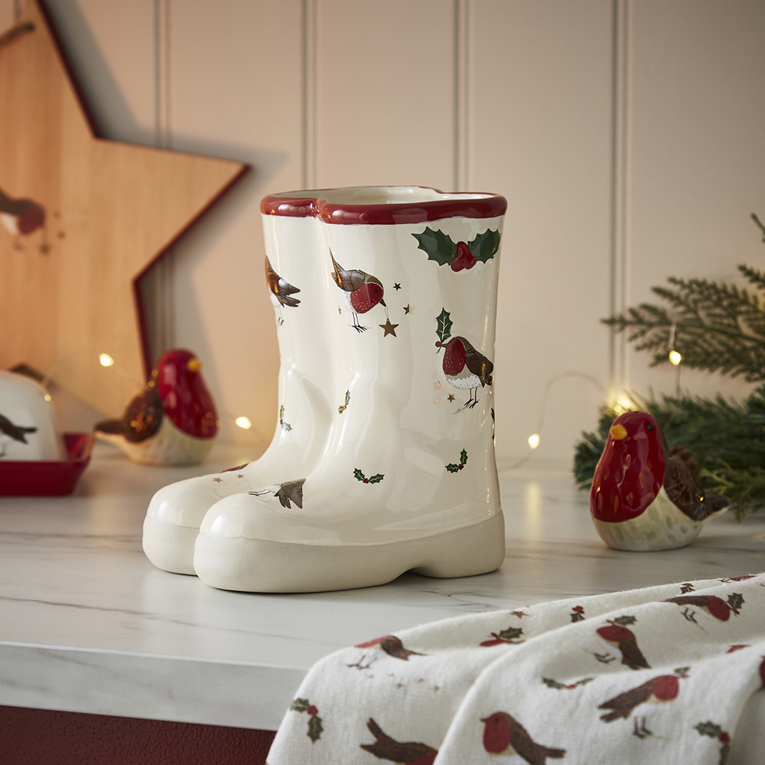 Cooksmart Robin's Retreat Utensil Pot / Vase, Wellies