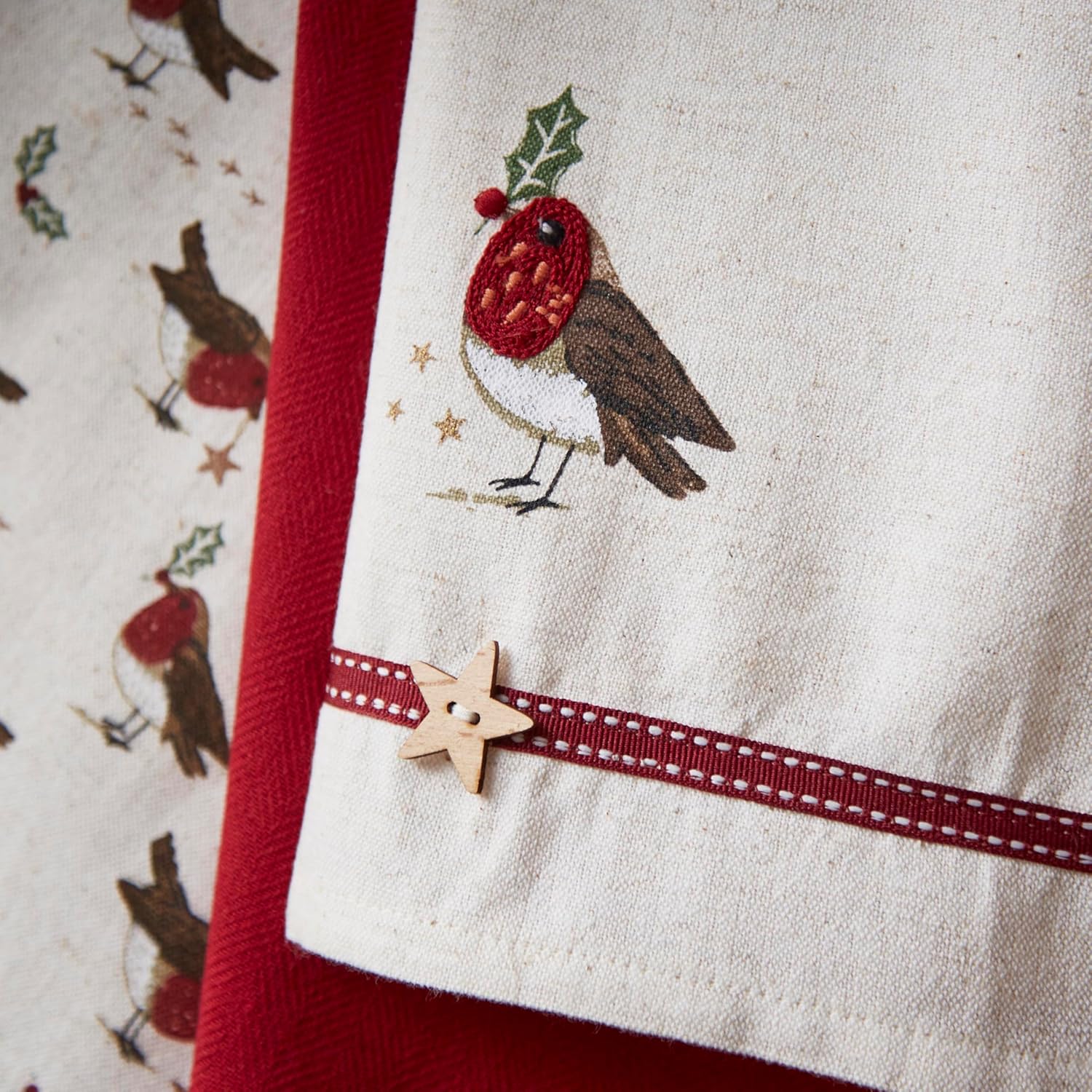 2828-1 Cooksmart Robin's Retreat 3 Pack Tea Towels