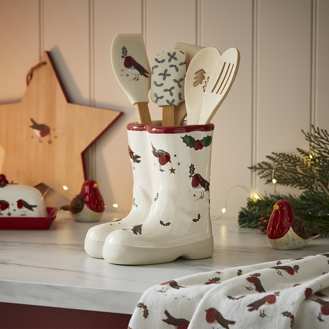 Cooksmart Robin's Retreat Utensil Pot / Vase, Wellies