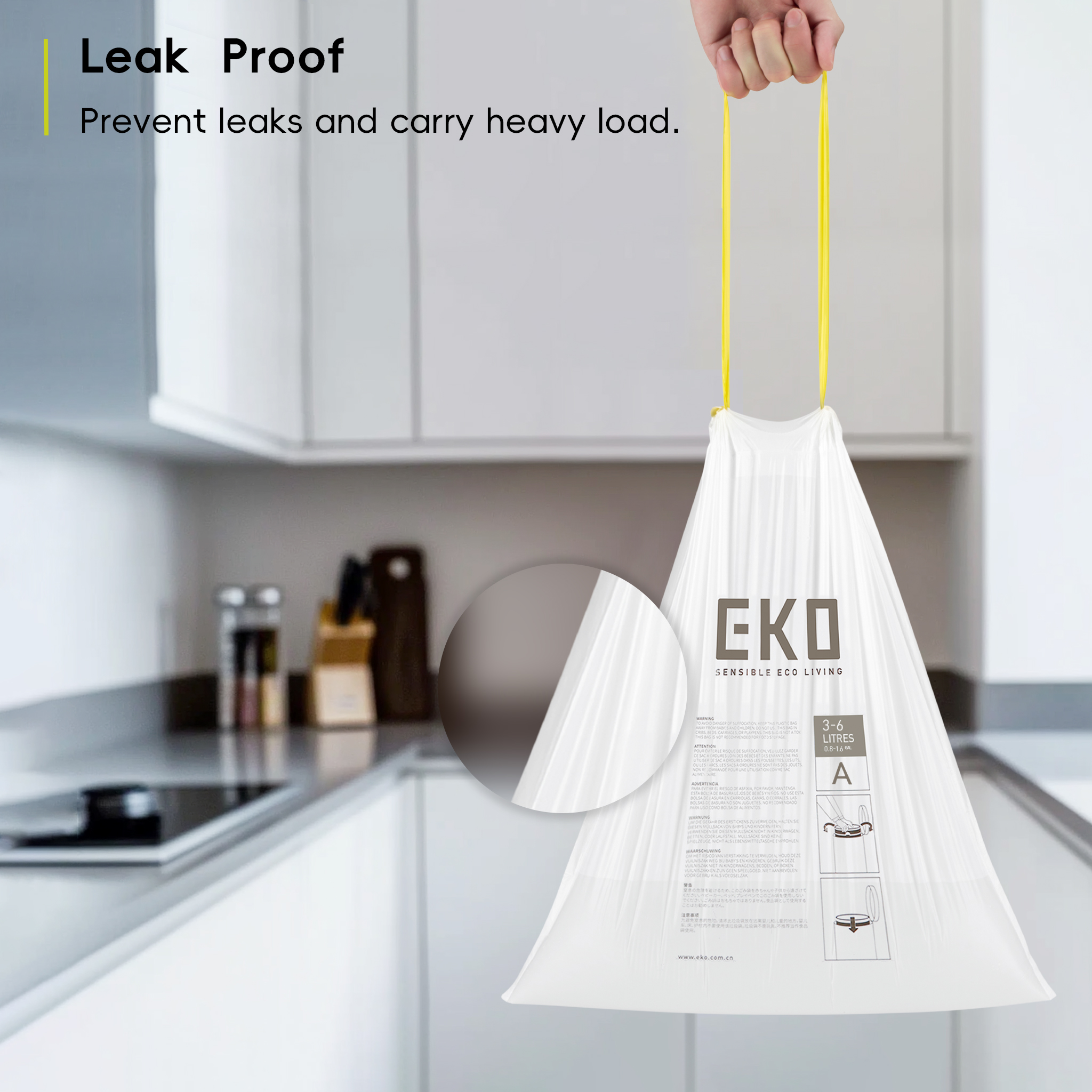 EK33701-5 EKO Bin Liners Size A, 3 to 6L, 30 Pack