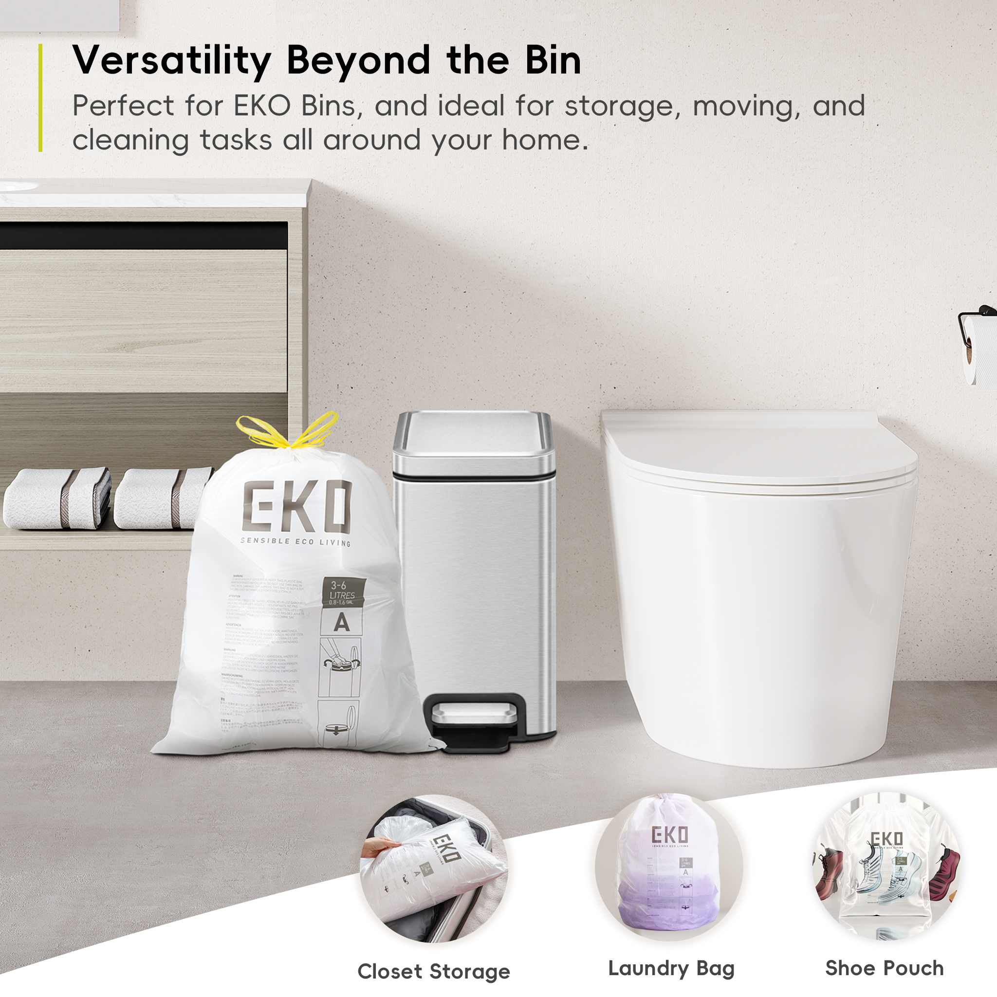 EK33701-7 EKO Bin Liners Size A, 3 to 6L, 30 Pack