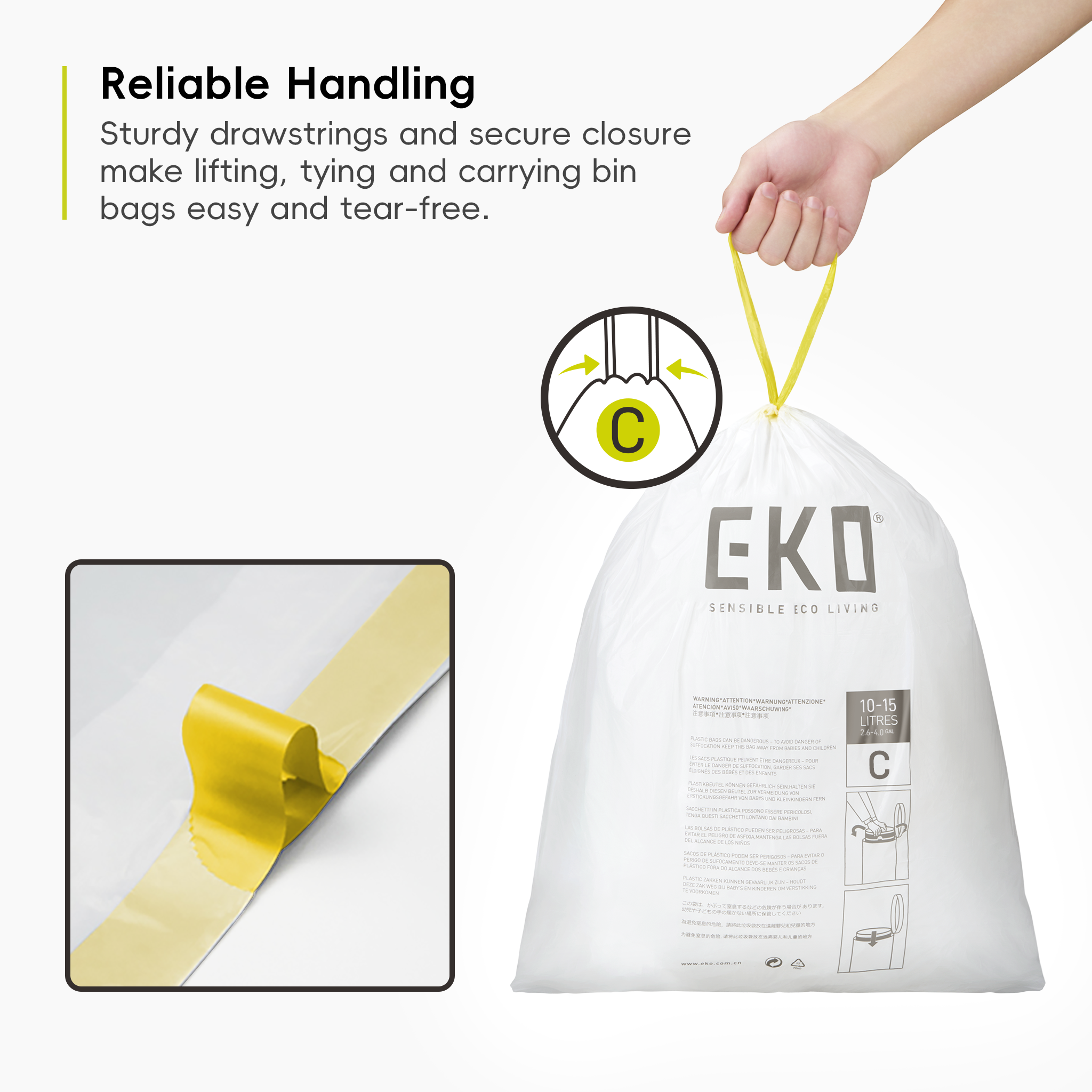 EKO Bin Liners Size C, 10 to 15L, 20 Pack