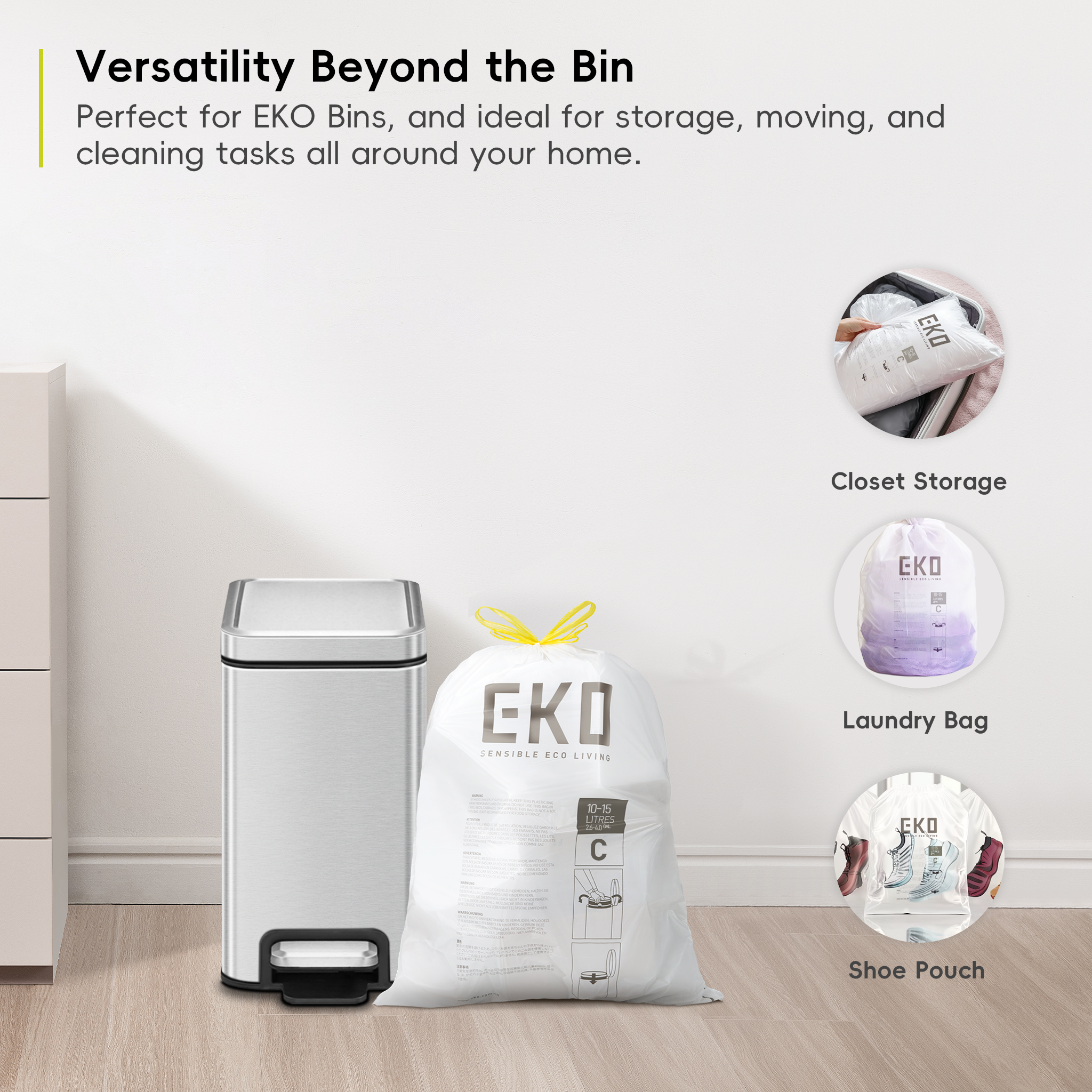 EKO Bin Liners Size C, 10 to 15L, 20 Pack