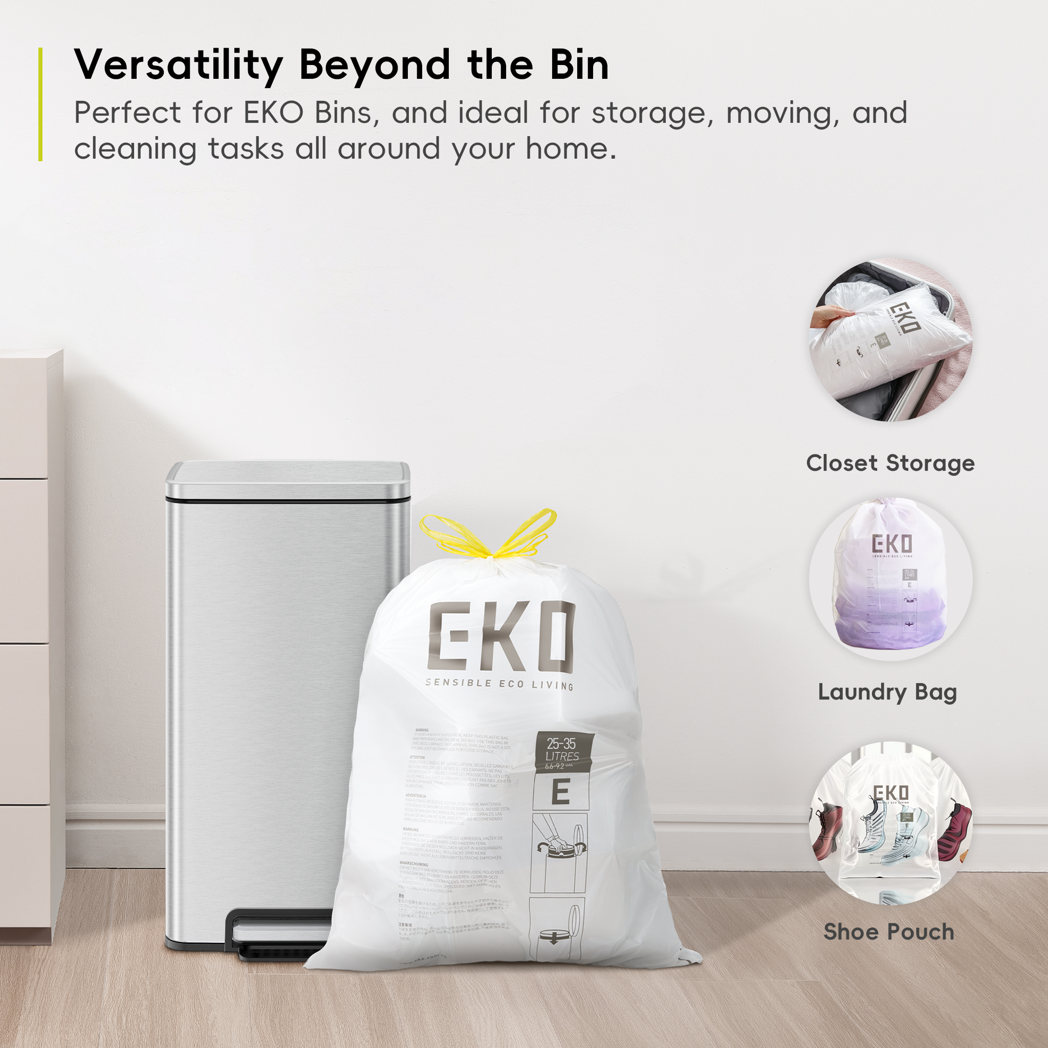 EK33705-9 EKO Bin Liners Size E, 25 to 35L, 12 Pack