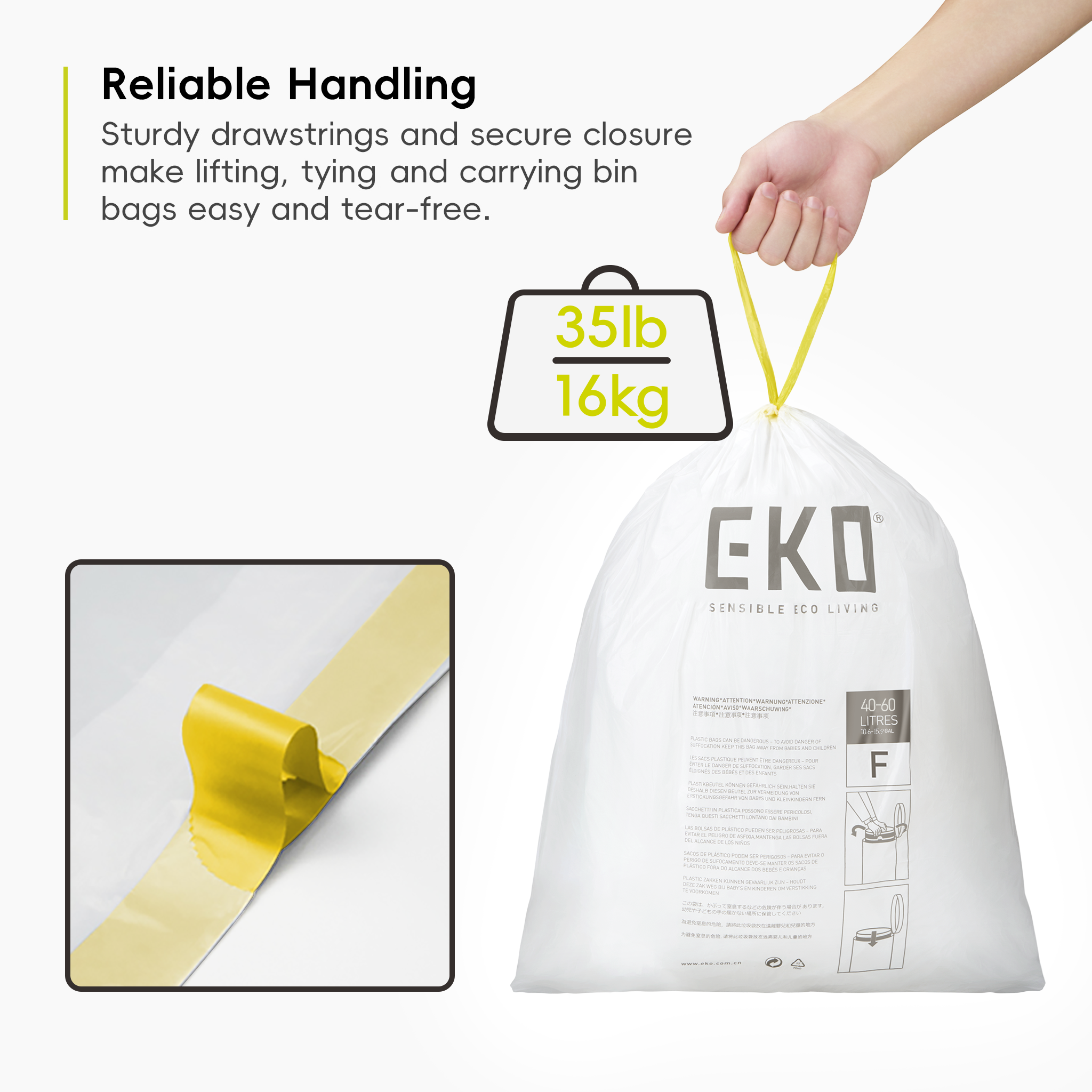 EK33706-3 EKO Bin Liners Size F, 40 to 60L, 12 Pack