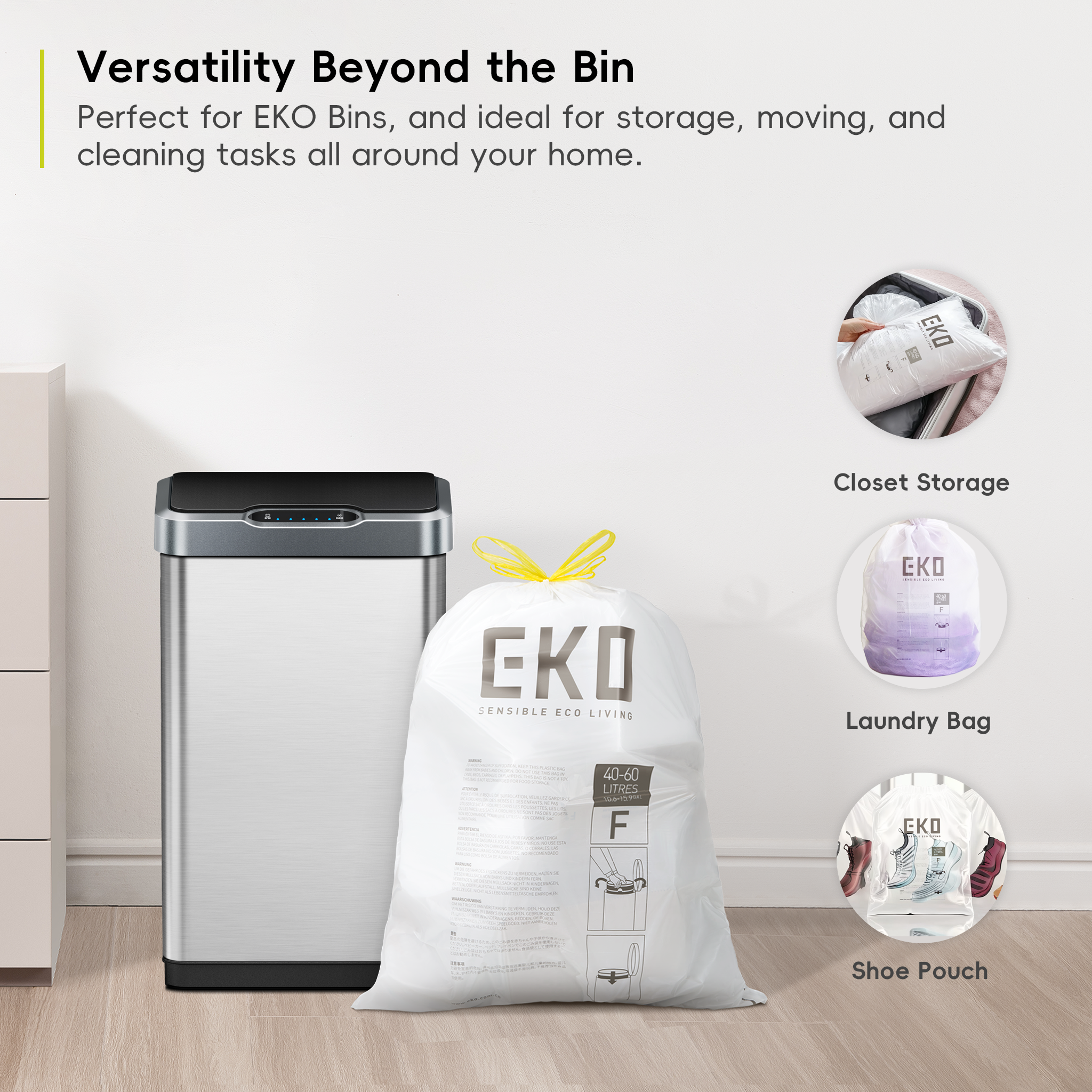 EK33706-8 EKO Bin Liners Size F, 40 to 60L, 12 Pack