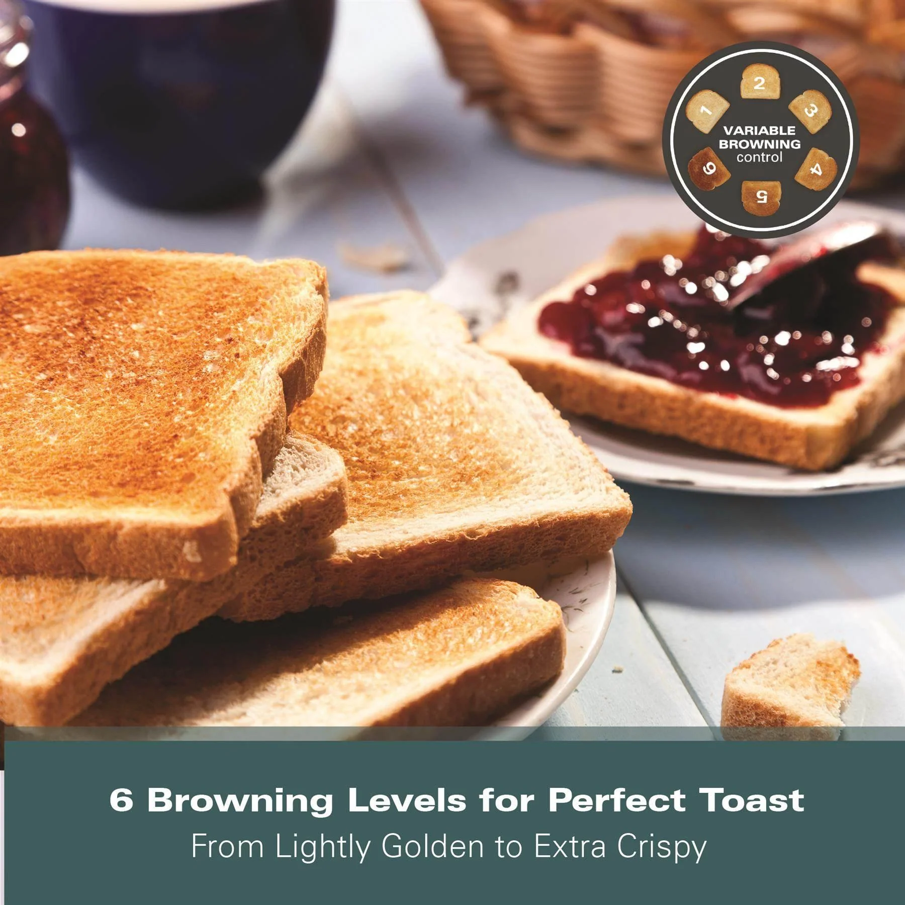 HB1116C-5 Hamilton Beach Essential 2-Slice Toaster 650W with Wide Slots, Removable Crumb Tray & Cord Storage, Cream