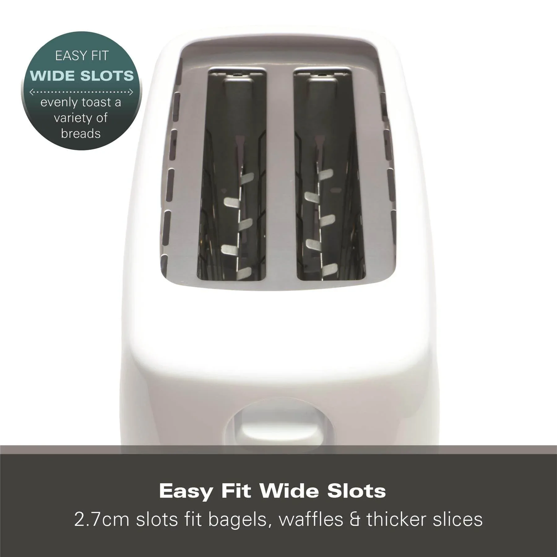 HB1116C-6 Hamilton Beach Essential 2-Slice Toaster 650W with Wide Slots, Removable Crumb Tray & Cord Storage, Cream