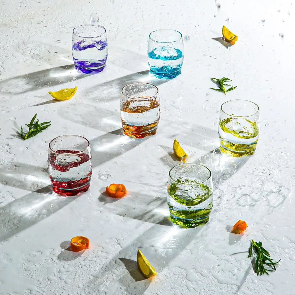 LAV Adora Coloured Base Whisky Glass 290ml, Gift Box of 6