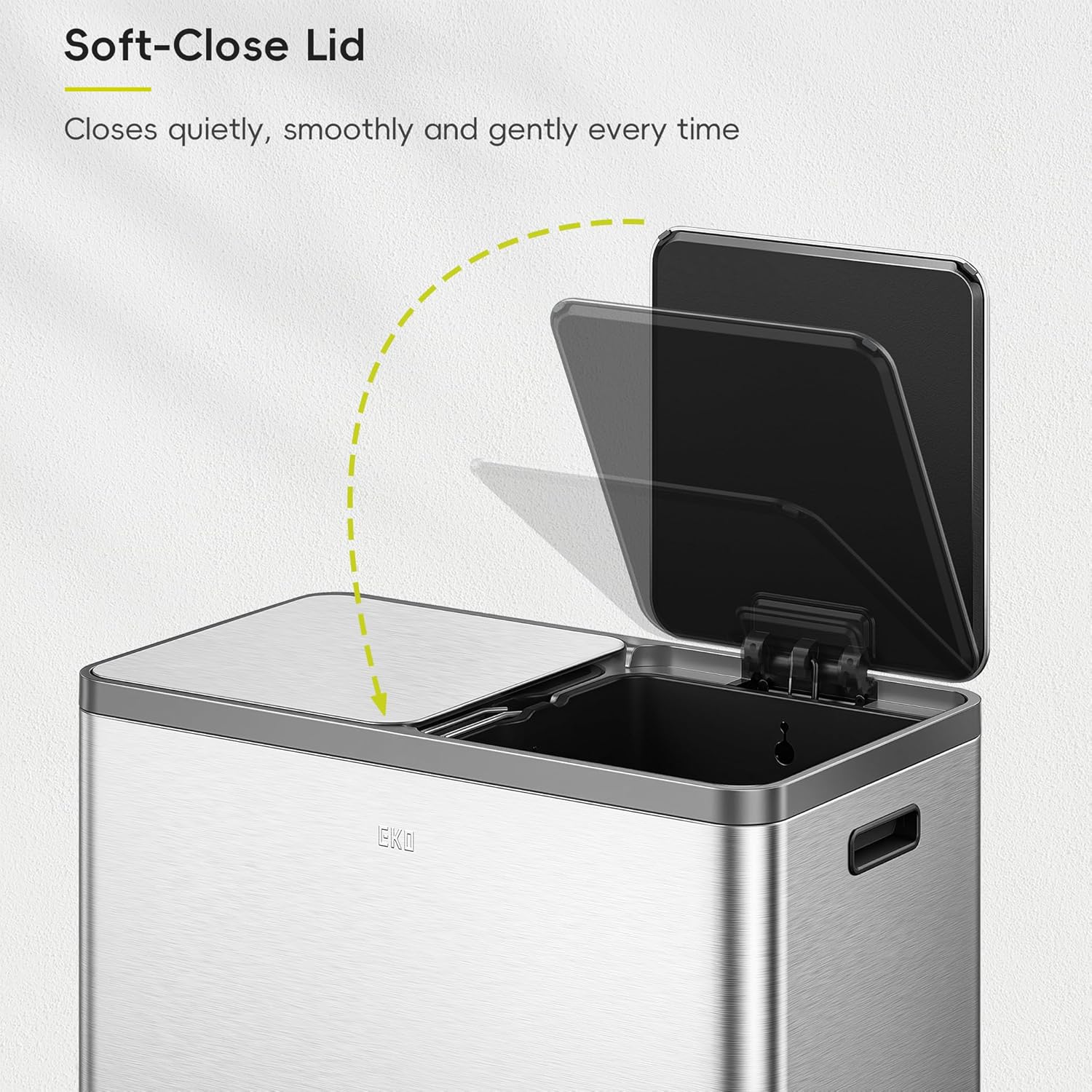 Ecocasa Plus Recycling Bin 40+40L Stainless Steel 5 EKO Ecocasa Plus Recycling Bin 40L+40L, Stainless Steel