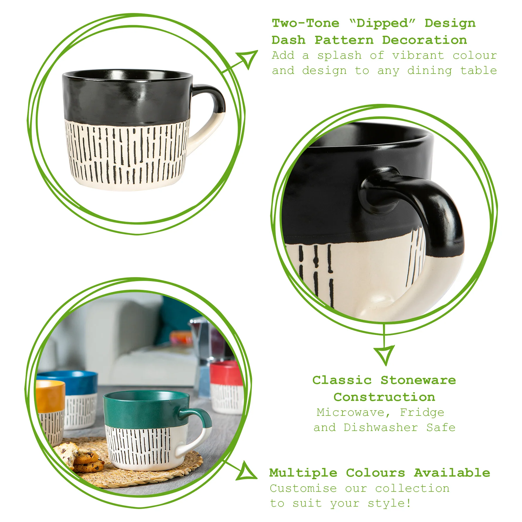 TR-NS-PH202510-3 Nicola Spring Two Tone Dash Mug 450ml, Black